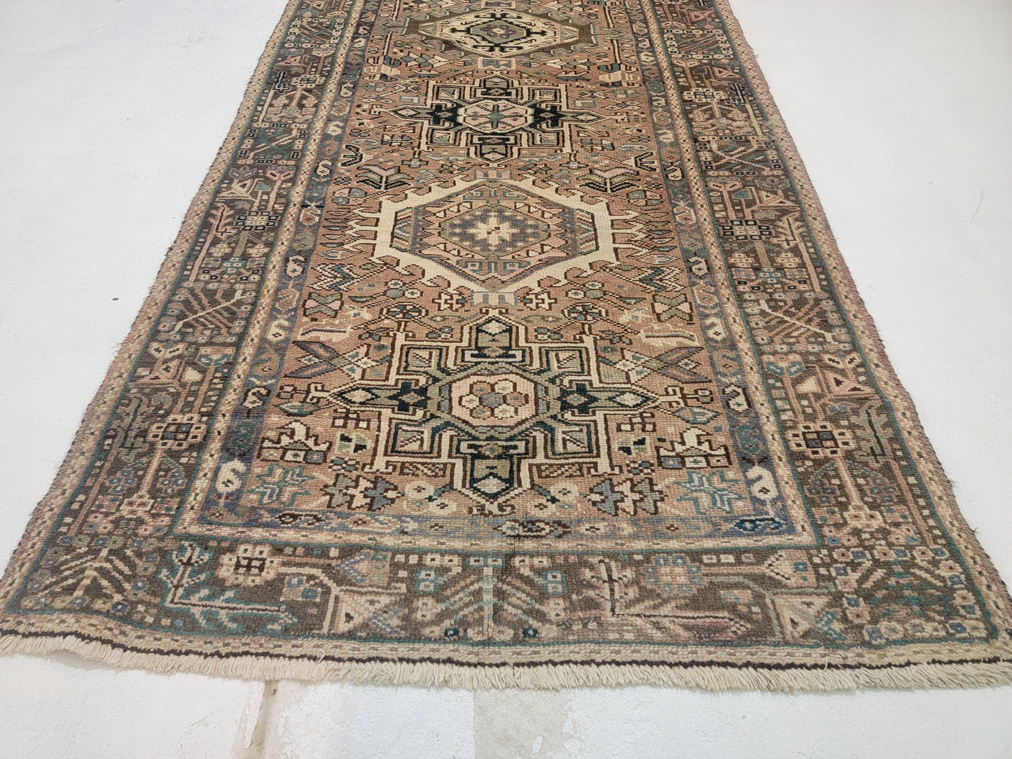 Hand-Knotted Wool Gallery Size Heriz Karajeh 3'6" x 9'7"