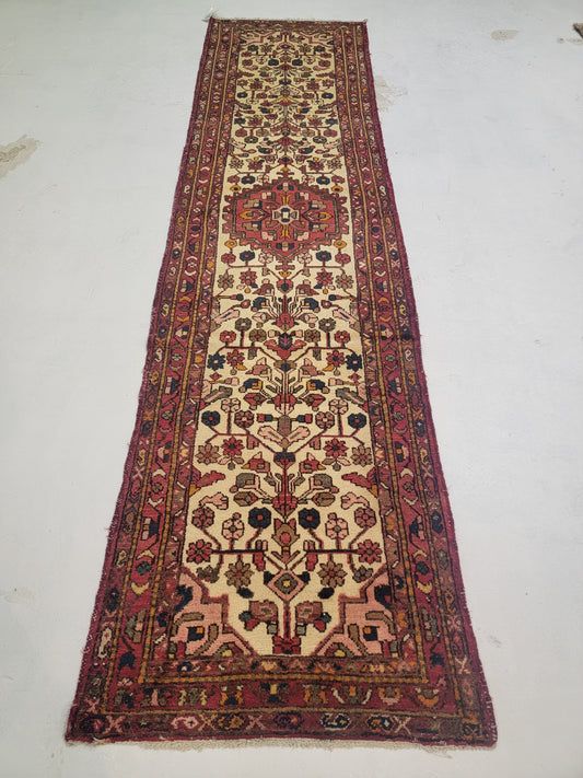 Hand-Knotted Wool Runner Hamedan Rudbar 2'7" x 9'8"