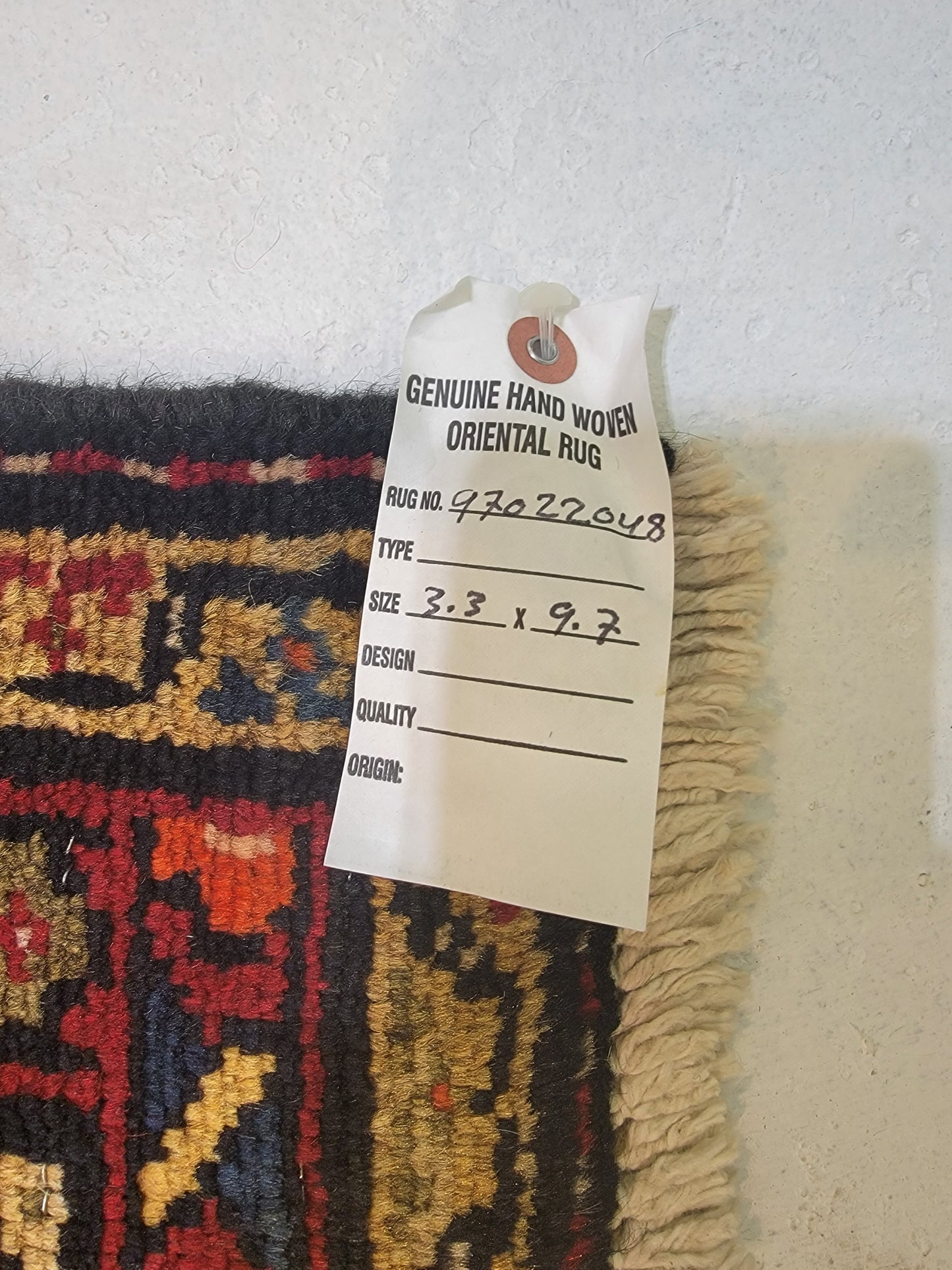 Hand-Knotted Wool Runner Hamedan 3'3" x 9'7"