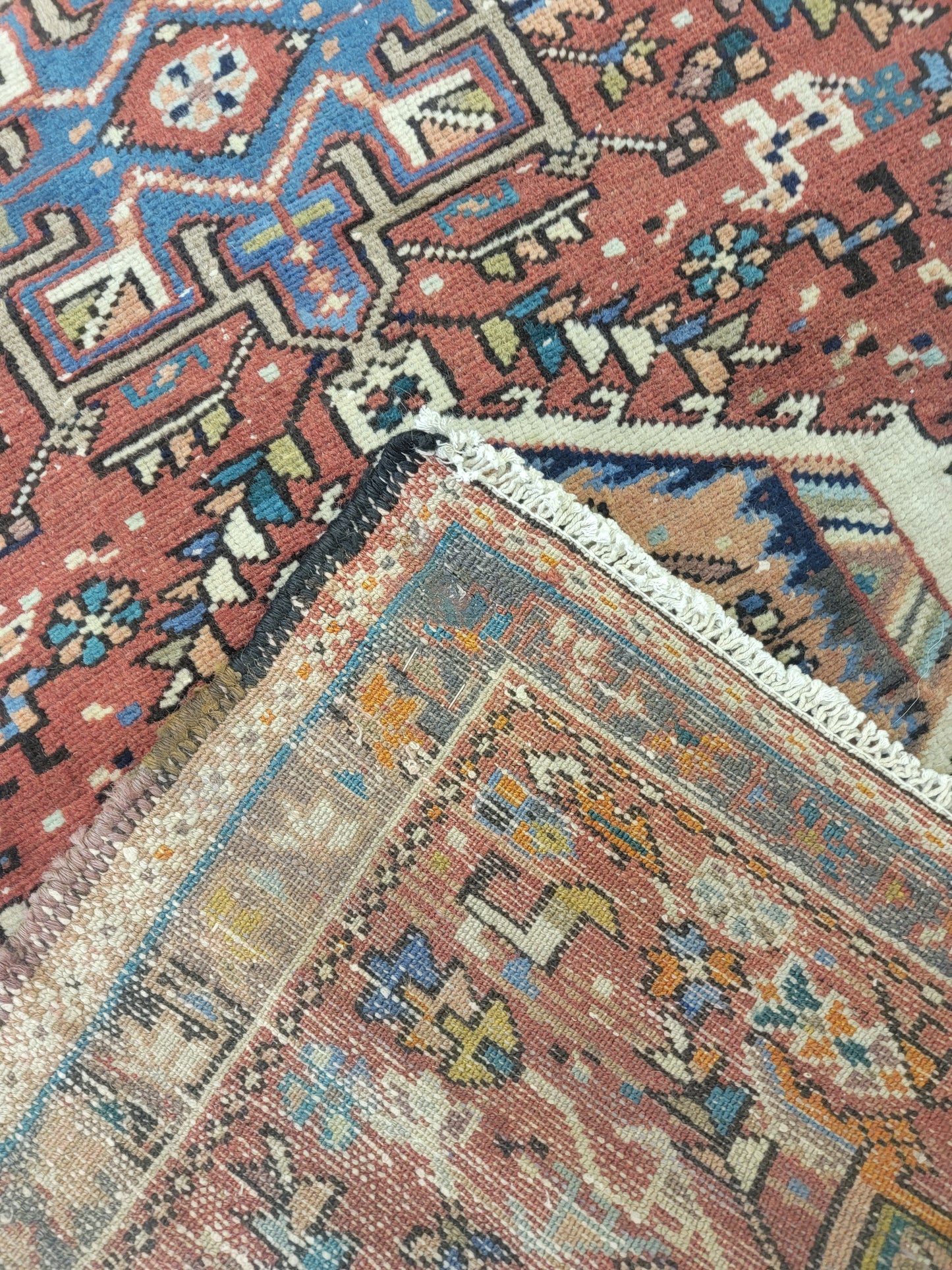 Hand-Knotted Wool Runner Heriz Karajeh 3'2" x 8'6"