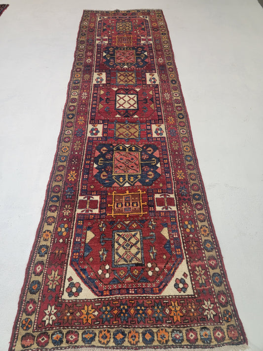 Hand-Knotted Wool Runner Heriz 3' x 10'8"