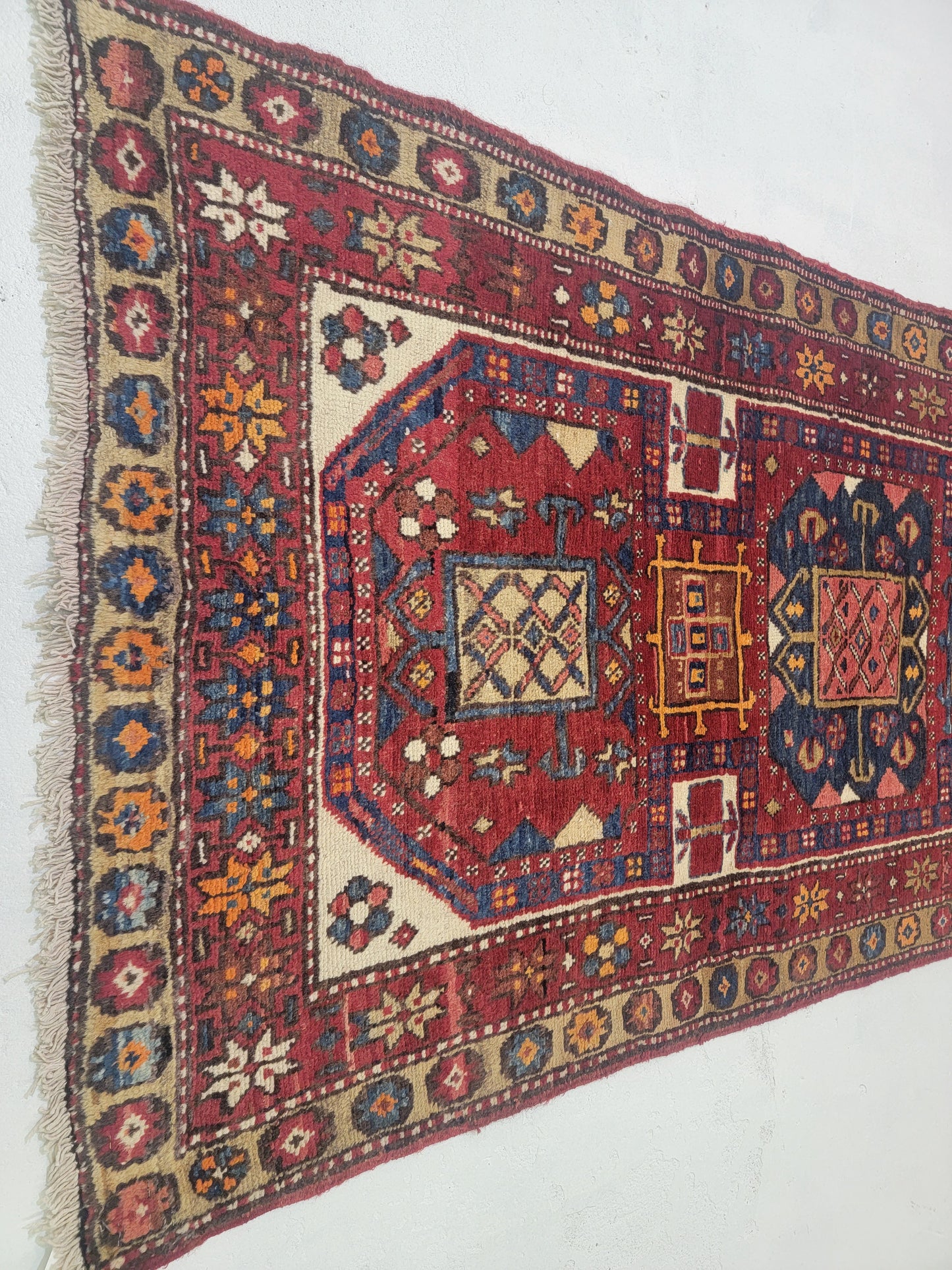 Hand-Knotted Wool Runner Heriz 3' x 10'8"