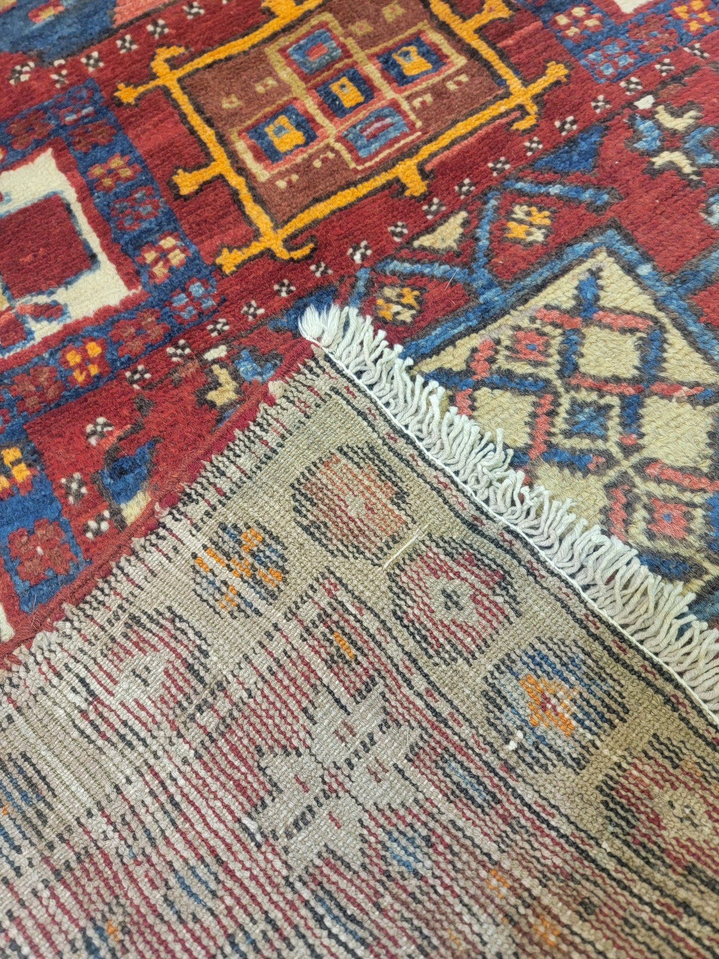 Hand-Knotted Wool Runner Heriz 3' x 10'8"