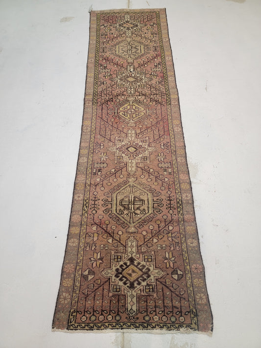 Hand-Knotted Wool Runner Heriz Karajeh 2'4" x 9'5"