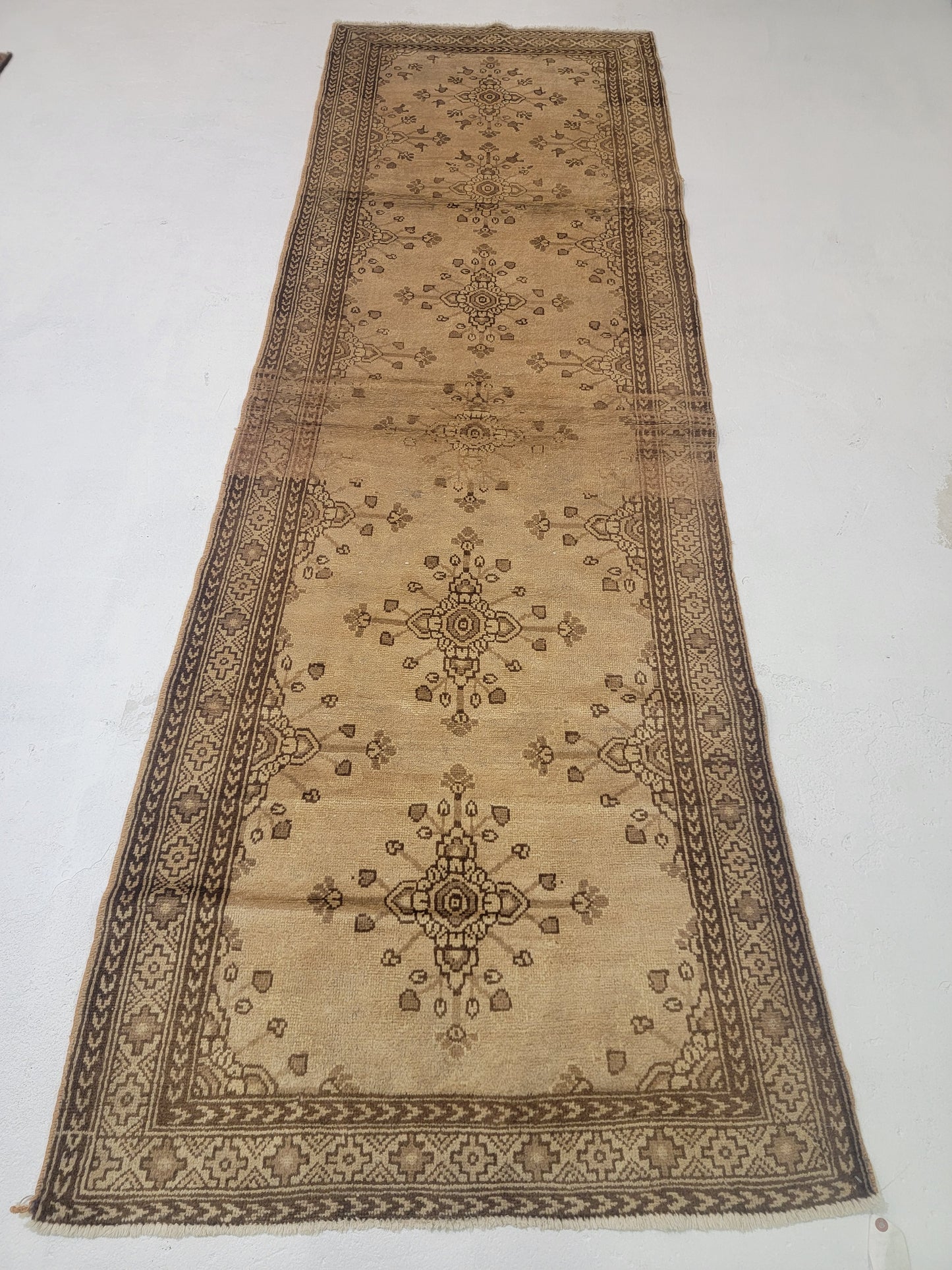 Hand-Knotted Wool Runner Hamedan 3'3" x 10'1"