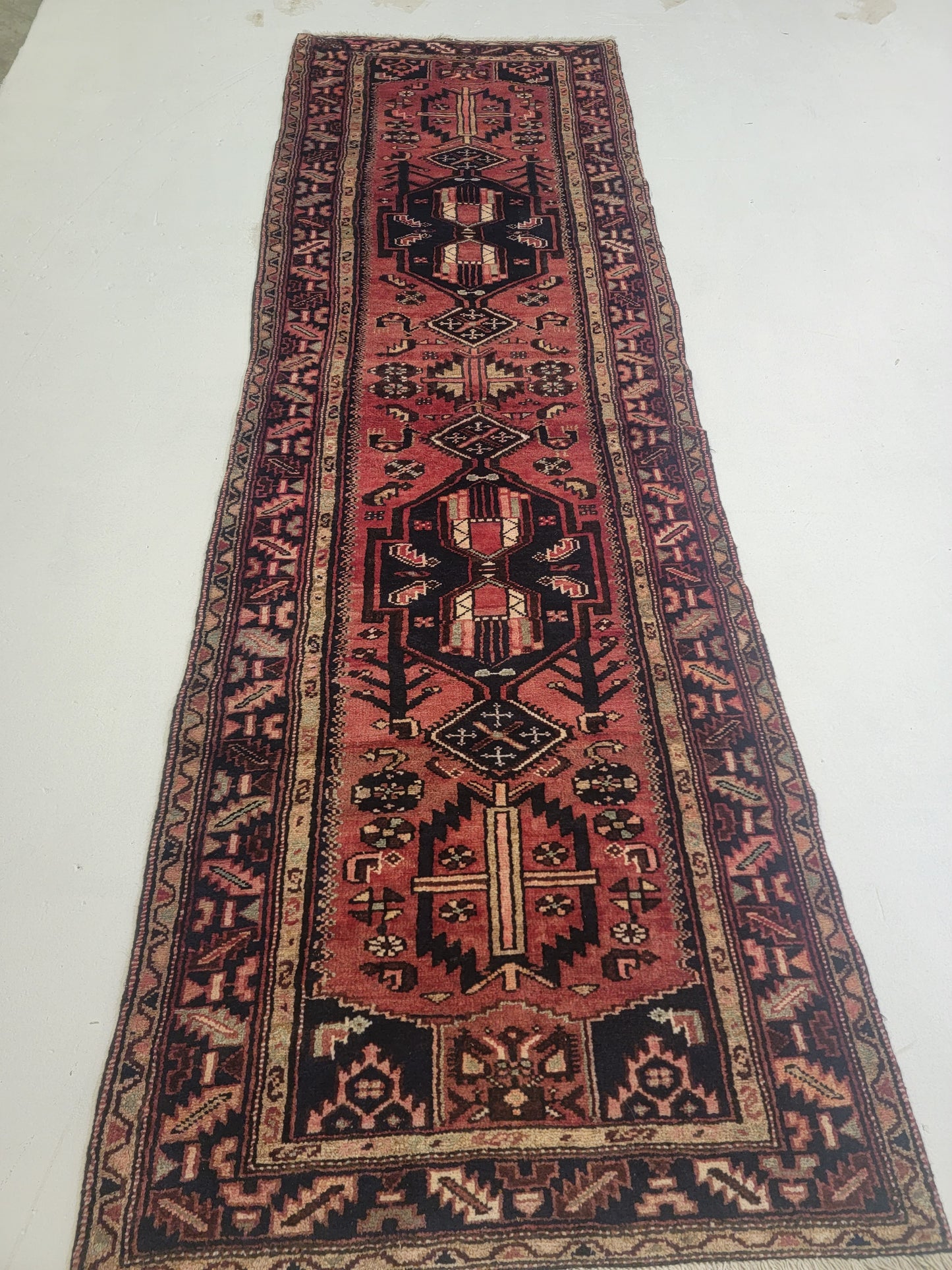 Hand-Knotted Wool Runner Hamedan 3'4" x 9'10"