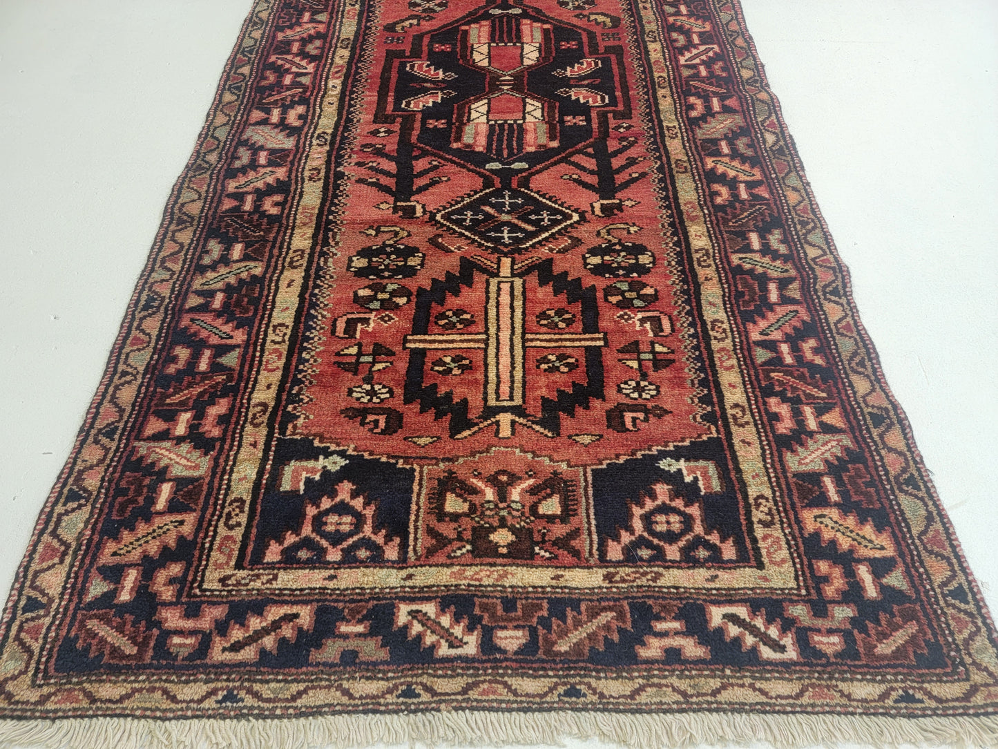 Hand-Knotted Wool Runner Hamedan 3'4" x 9'10"