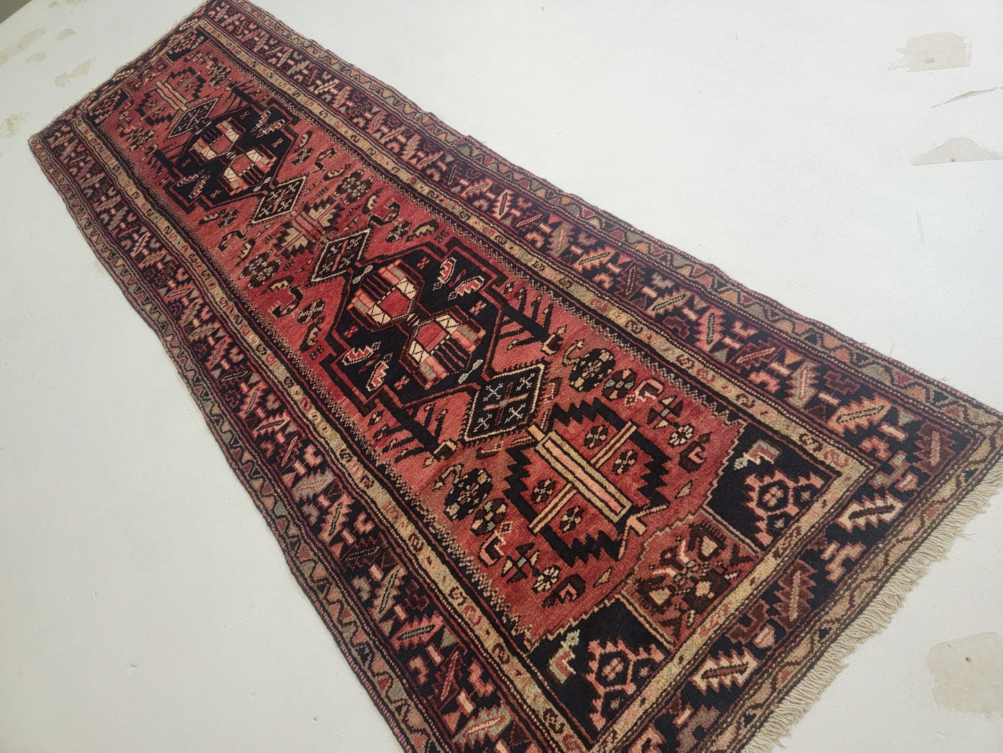 Hand-Knotted Wool Runner Hamedan 3'4" x 9'10"