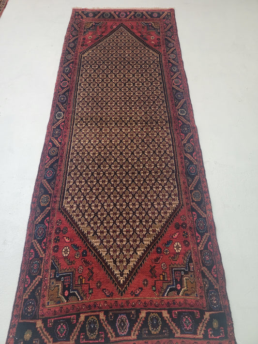 Hand-Knotted Wool Runner Gallery Size Hamedan 3'6" x 9'3"