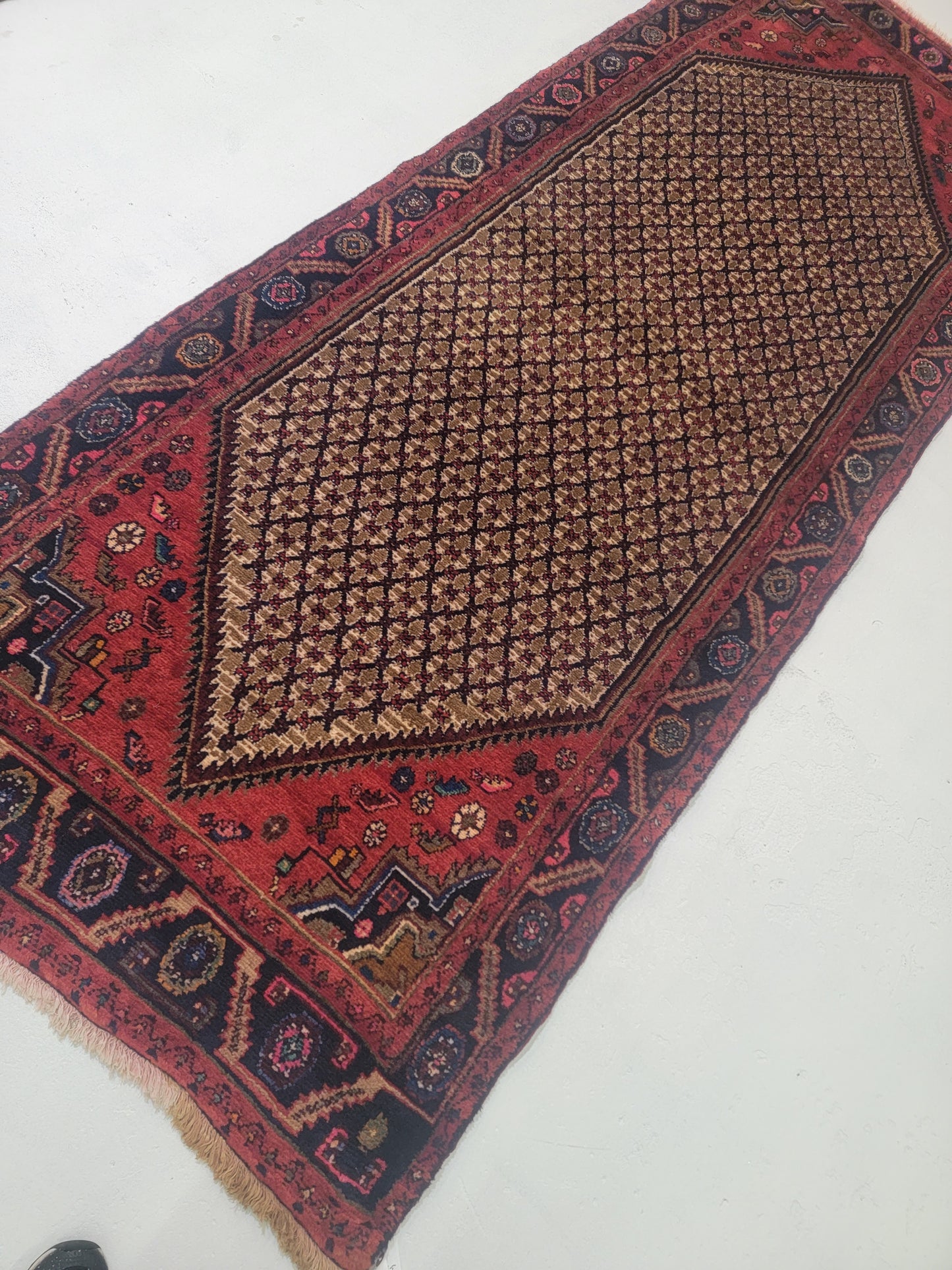 Hand-Knotted Wool Runner Gallery Size Hamedan 3'6" x 9'3"
