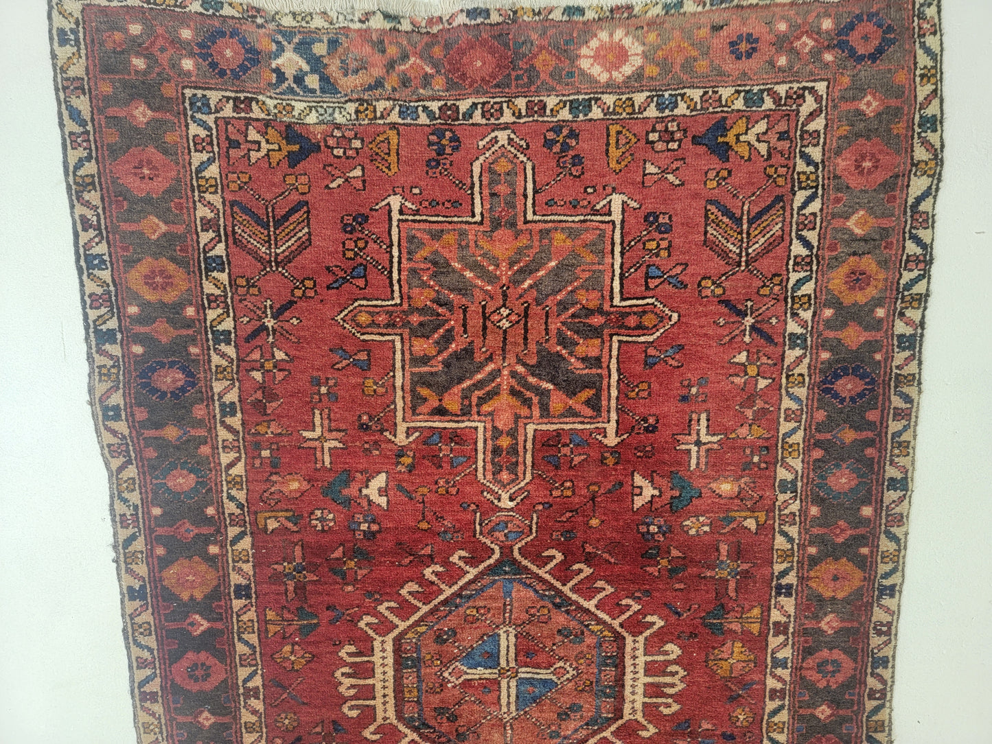 Hand-Knotted Wool Runner Heriz Karajeh 3'2" x 9'