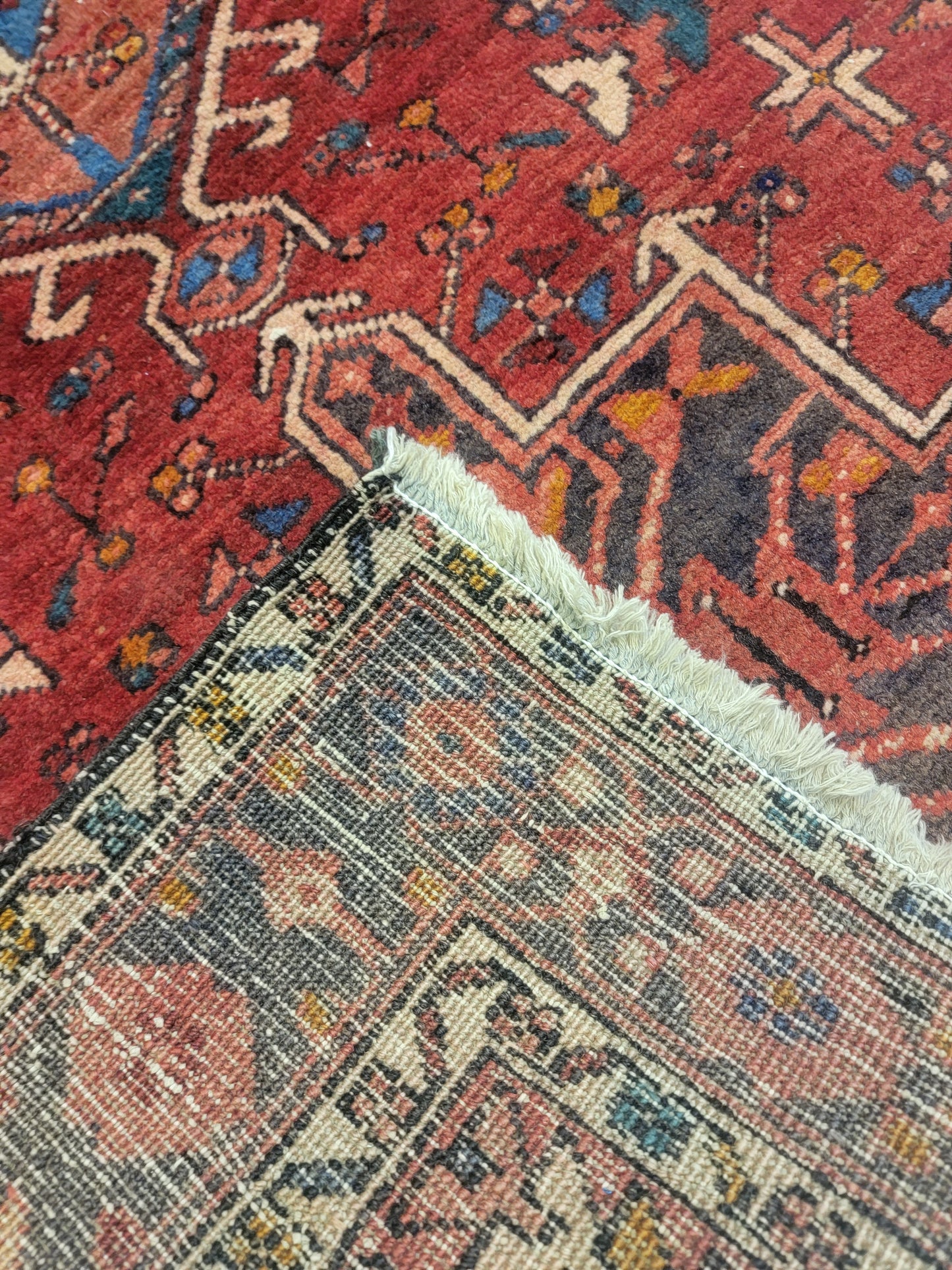 Hand-Knotted Wool Runner Heriz Karajeh 3'2" x 9'