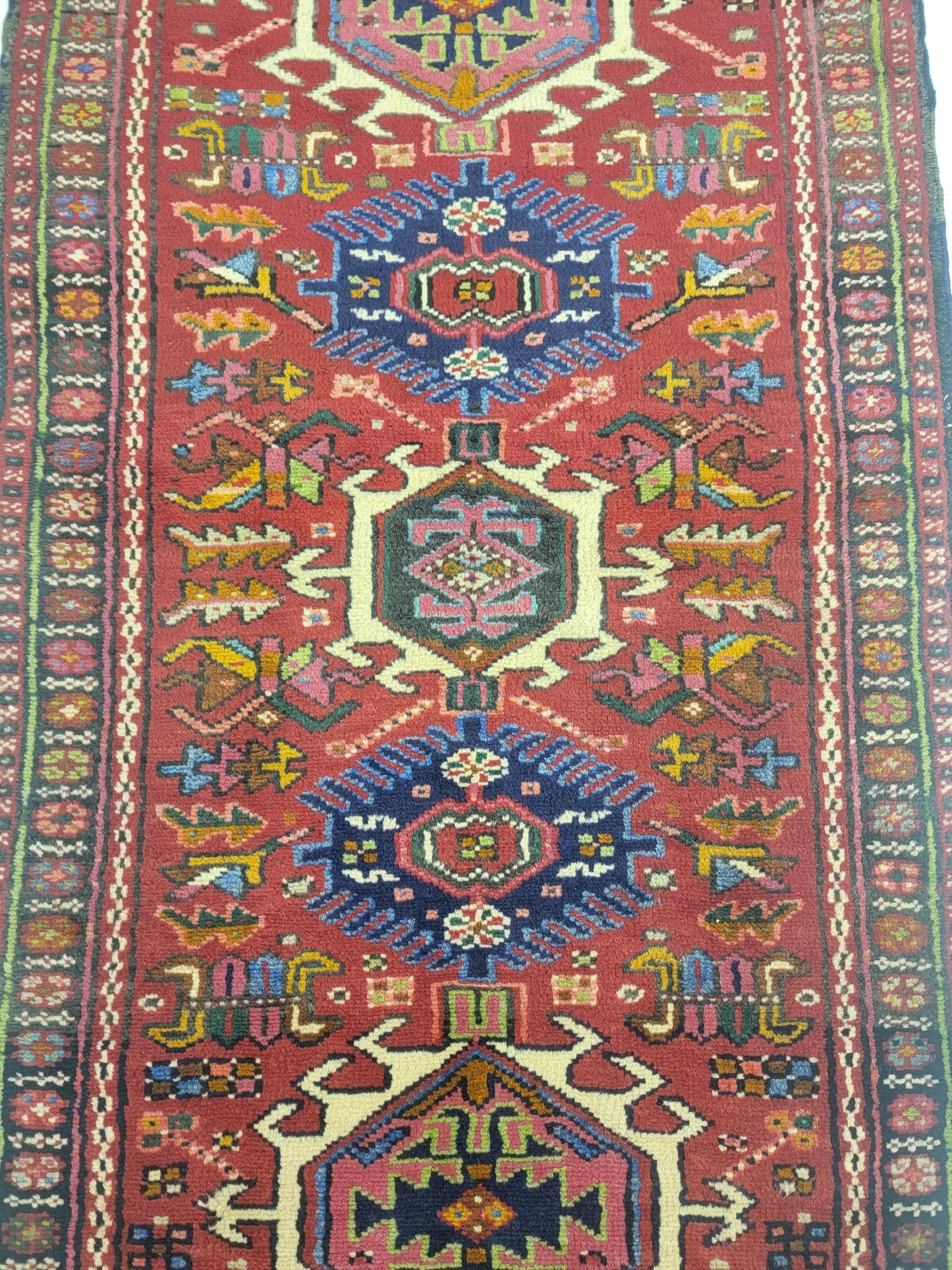 Hand-Knotted Wool Runner Heriz Karajeh 2'5" x 8'10"