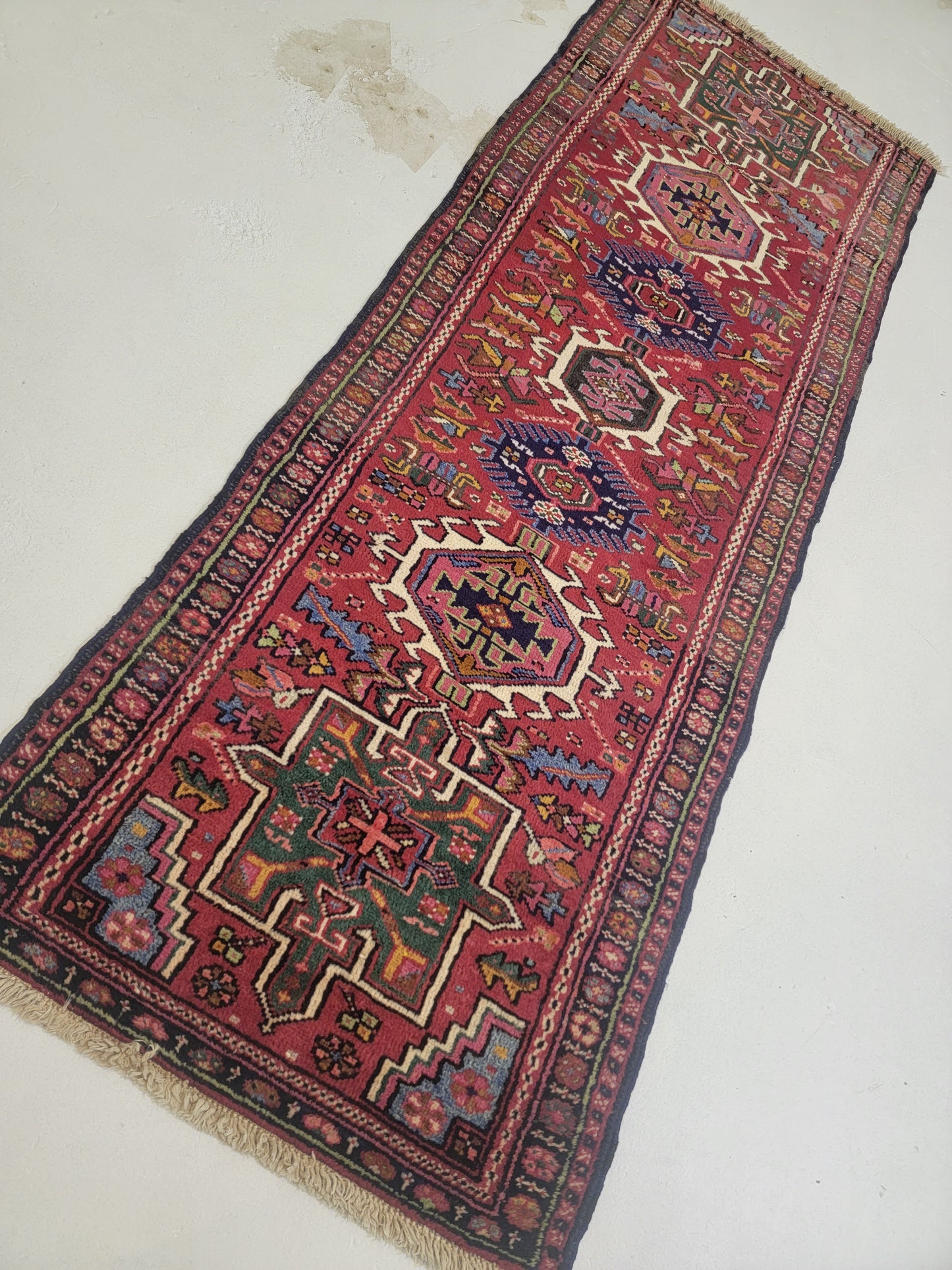 Hand-Knotted Wool Runner Heriz Karajeh 2'5" x 8'10"