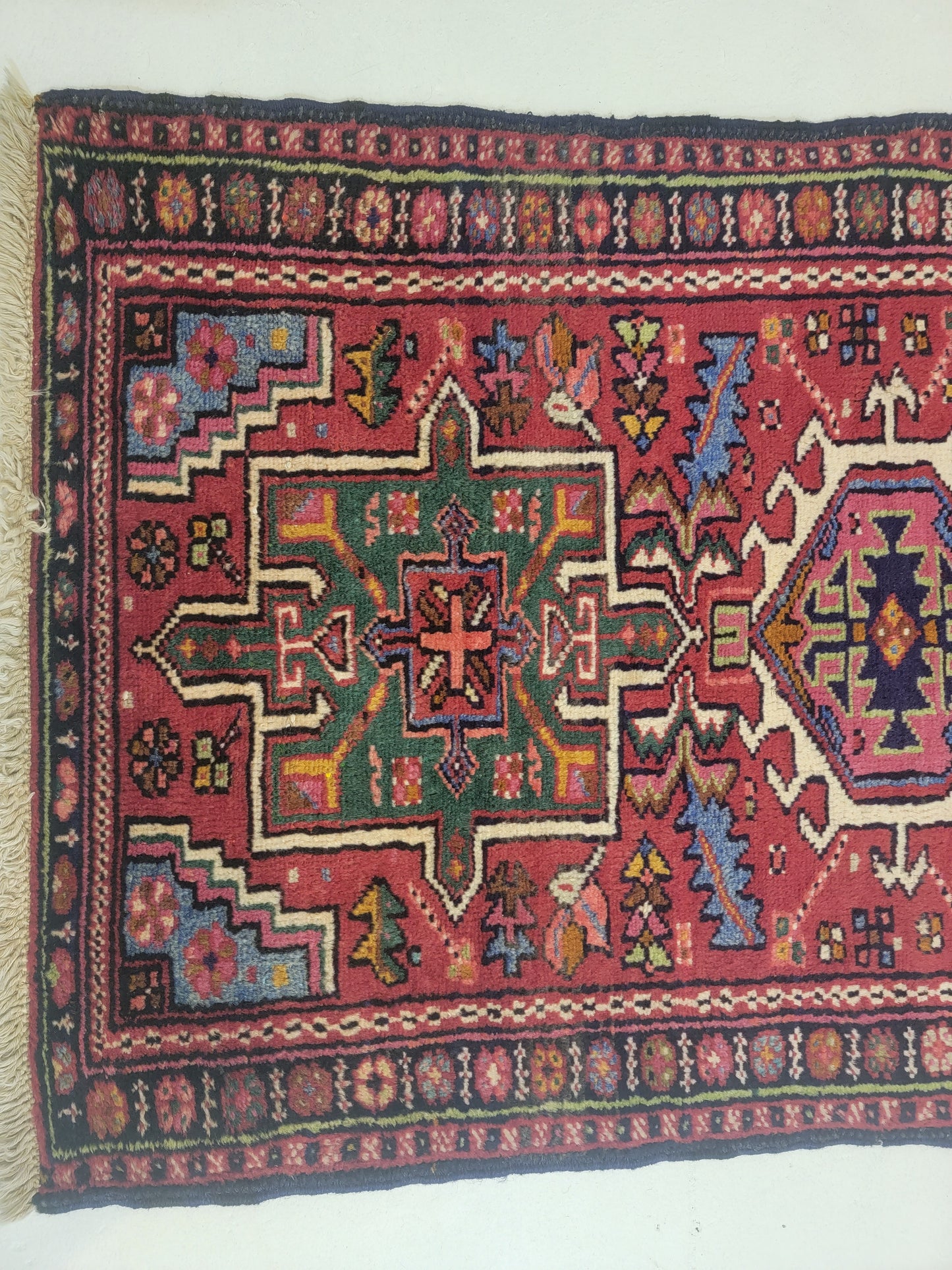 Hand-Knotted Wool Runner Heriz Karajeh 2'5" x 8'10"