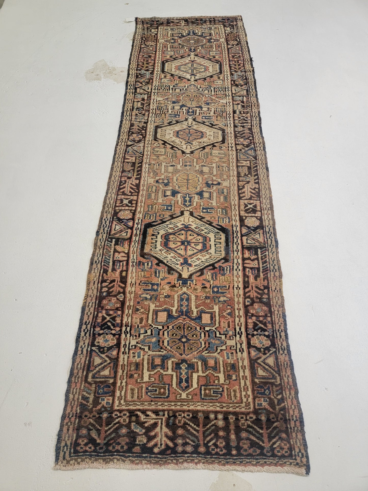 Hand-Knotted Wool Runner Heriz Karajeh 2'8" x 9'4"