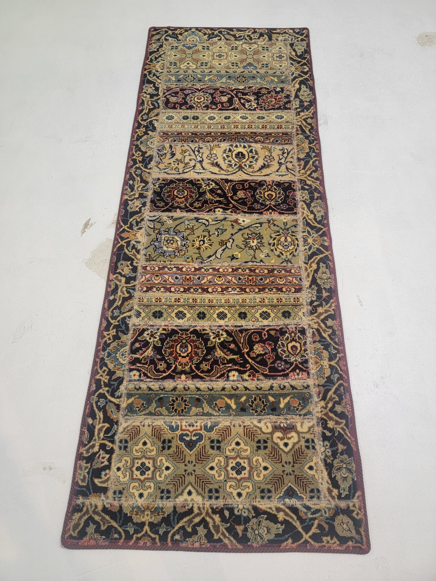Hand-Knotted Wool Runner Persian Patchwork 2'4" x 6'8"