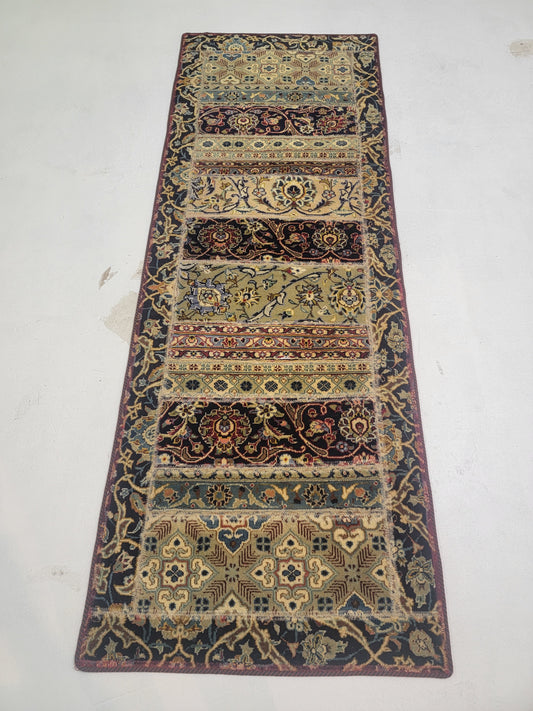 Hand-Knotted Wool Runner Persian Patchwork 2'4" x 6'8"