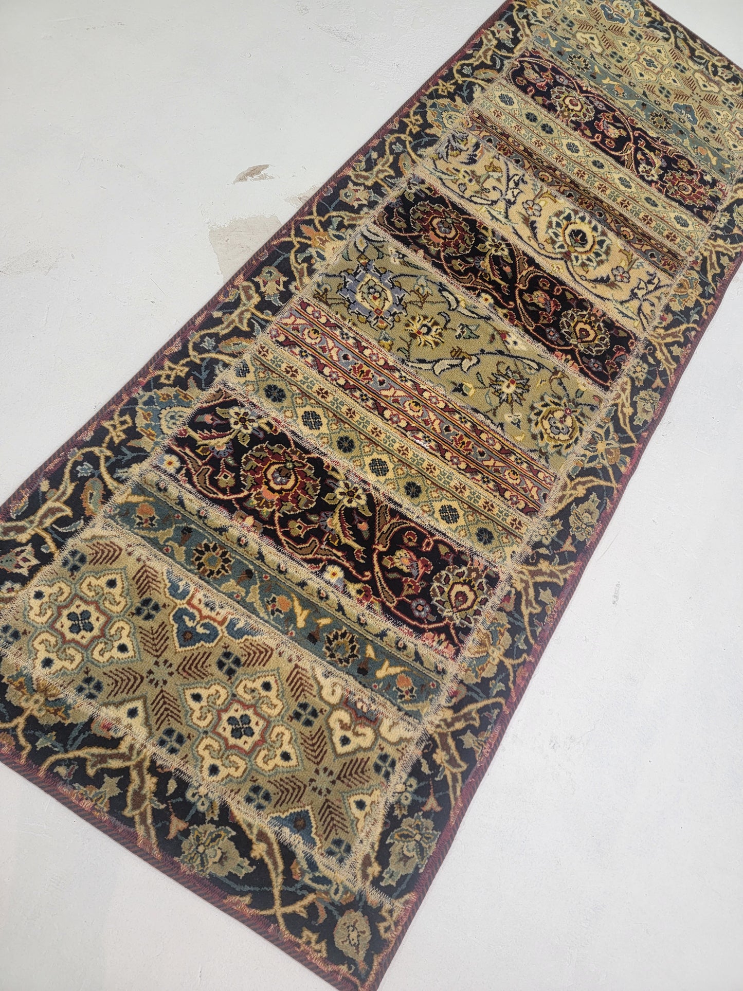 Hand-Knotted Wool Runner Persian Patchwork 2'4" x 6'8"