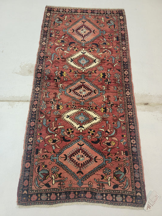 Hand-Knotted Wool Rug Heriz 2'4" x 4'10"