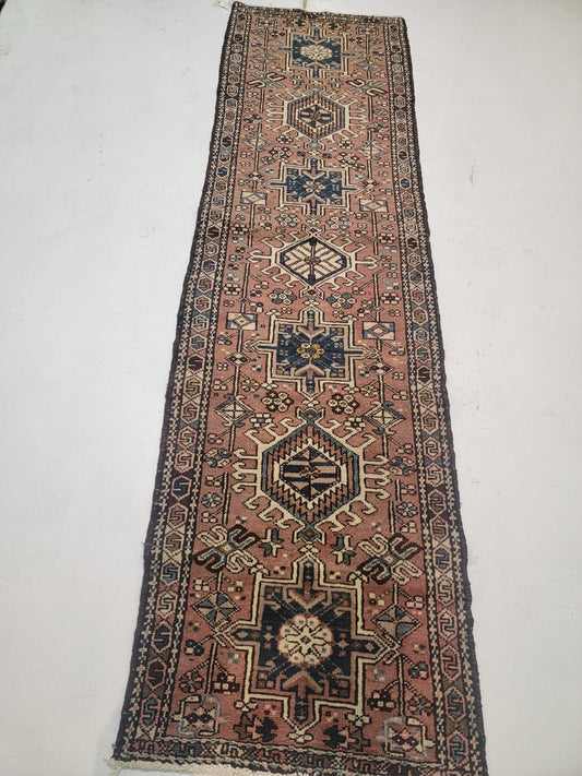Hand-Knotted Wool Gallery Size Heriz Karajeh 2'6" x 9'