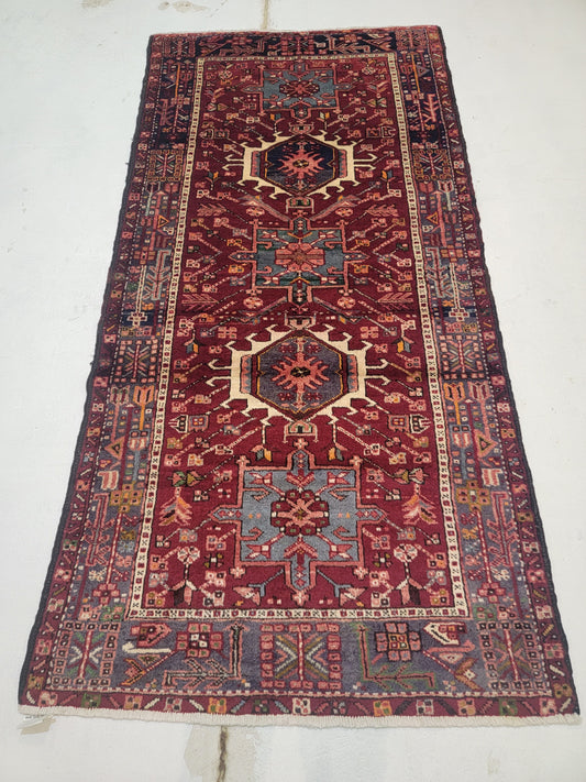Hand-Knotted Wool Gallery Size Heriz Karajeh 3'4" x 6'9"