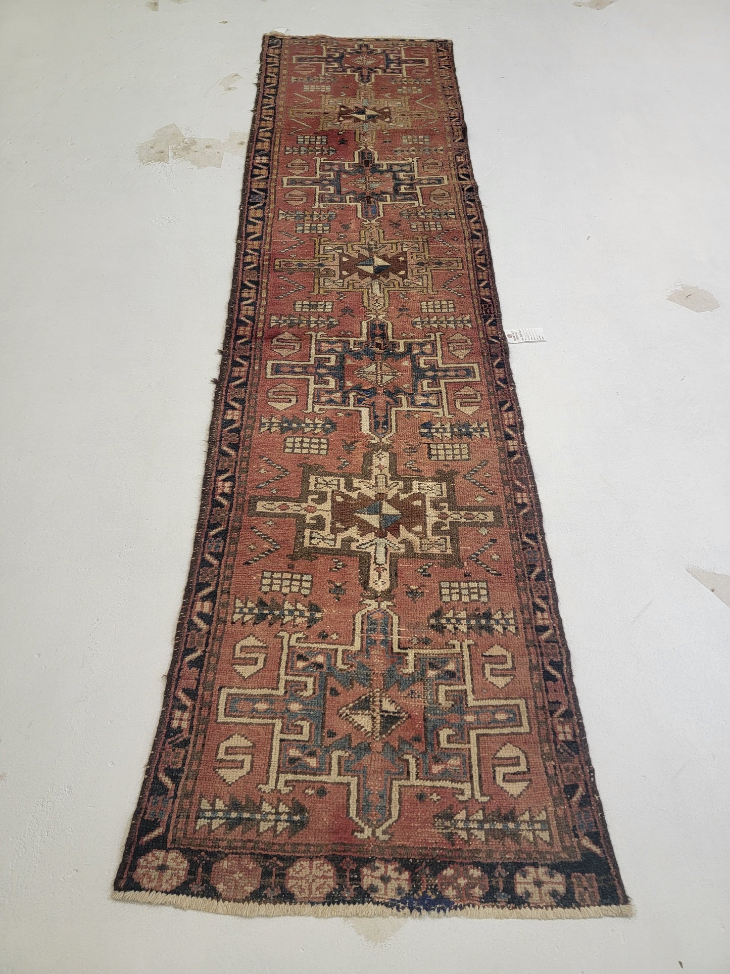Hand-Knotted Wool Gallery Size Heriz Karajeh 2'6" x 10'