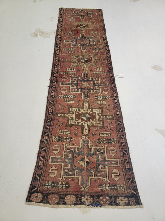Hand-Knotted Wool Gallery Size Heriz Karajeh 2'6" x 10'