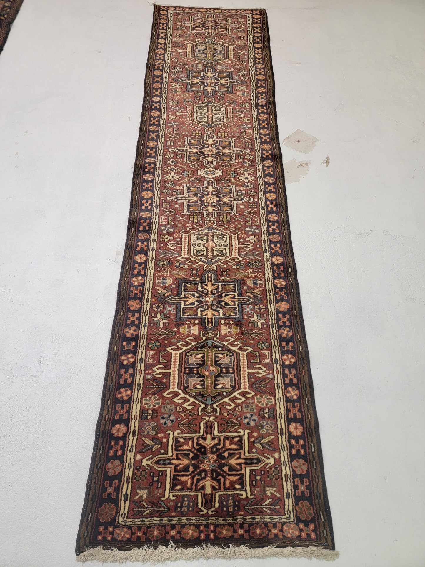 Hand-Knotted Wool Runner Heriz Karajeh 2'3" x 9'3"