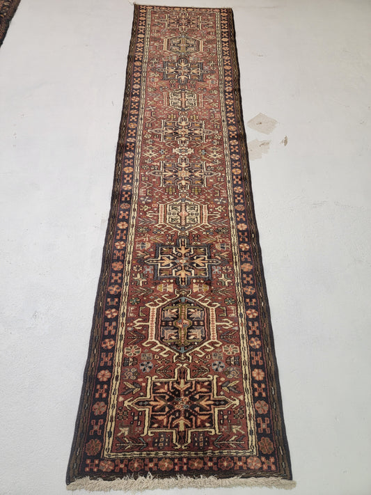Hand-Knotted Wool Runner Heriz Karajeh 2'3" x 9'3"