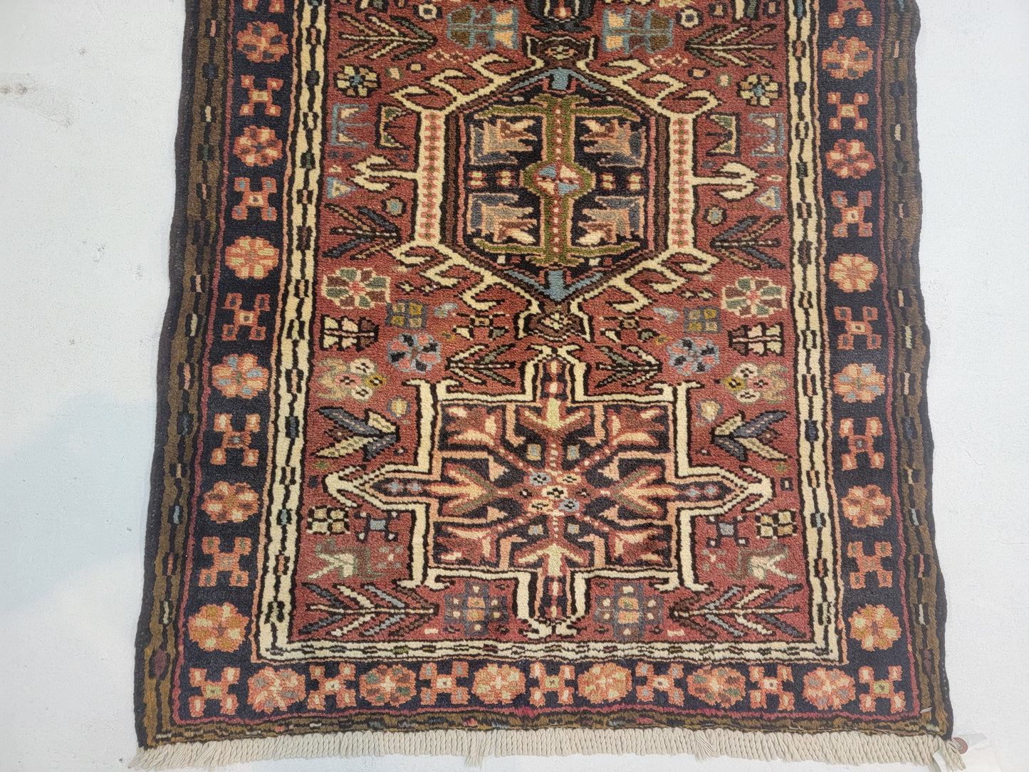 Hand-Knotted Wool Runner Heriz Karajeh 2'3" x 9'3"