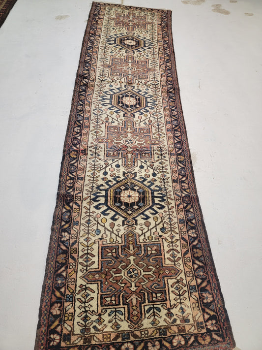 Hand-Knotted Wool Gallery Size Heriz Karajeh 2'10" x 10'9"
