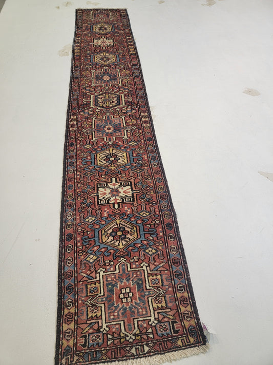 Hand-Knotted Wool Gallery Size Heriz Karajeh 2'2" x 11'10"