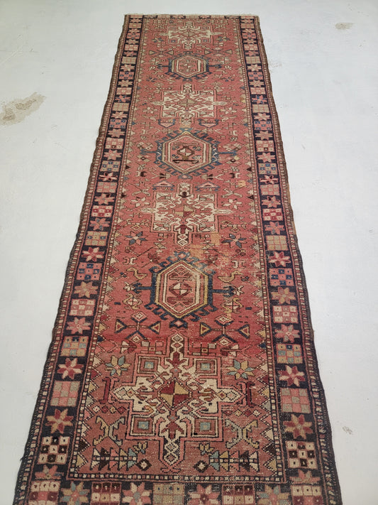 Hand-Knotted Wool Gallery Size Heriz Karajeh 3'1" x 10'