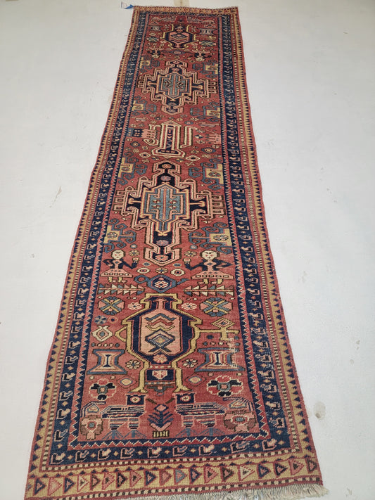 Hand-Knotted Wool Gallery Size Heriz 2'8" x 10'5"