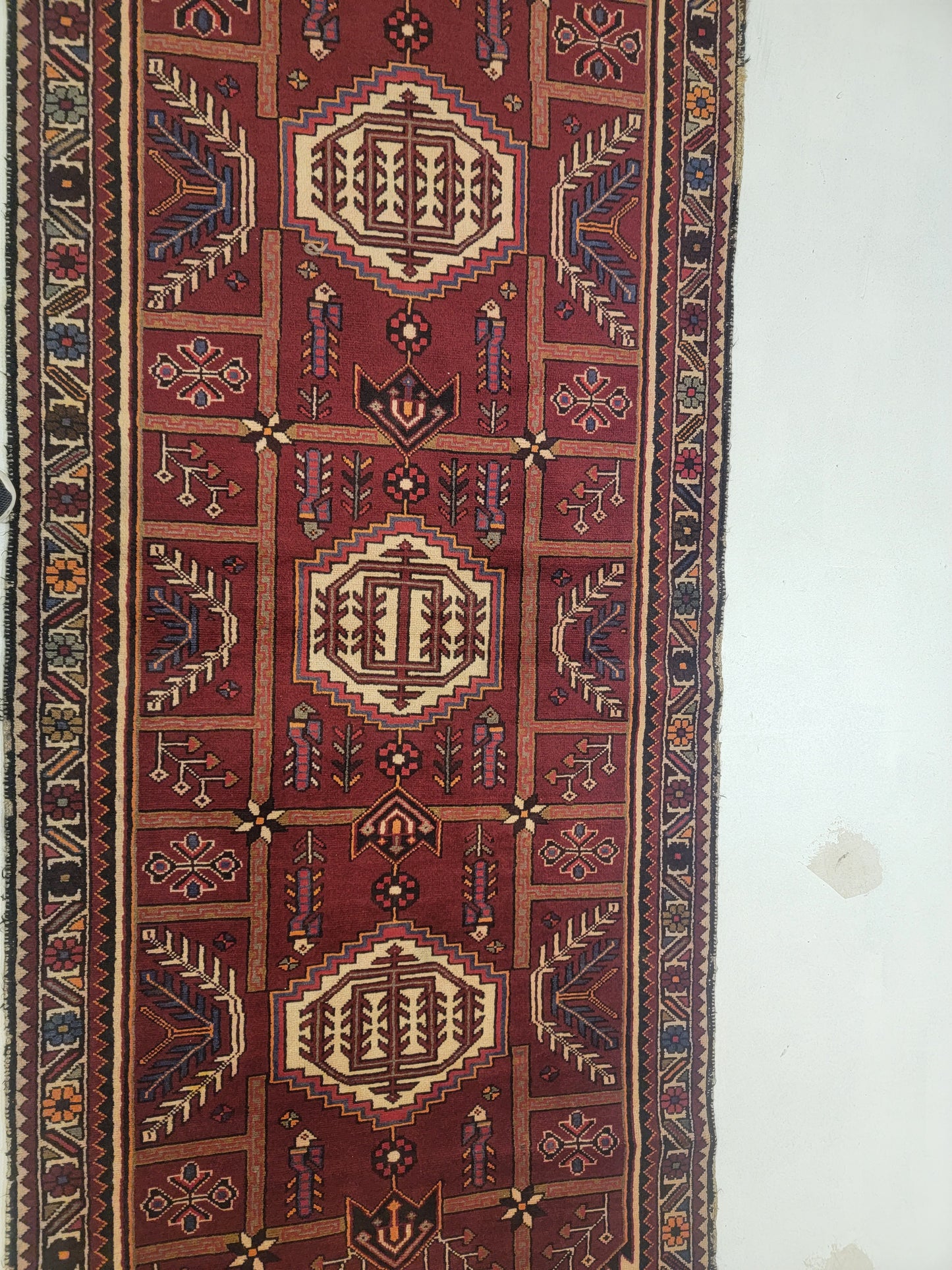 Hand-Knotted Wool Gallery Size Saveh 3'6" x 9'10"