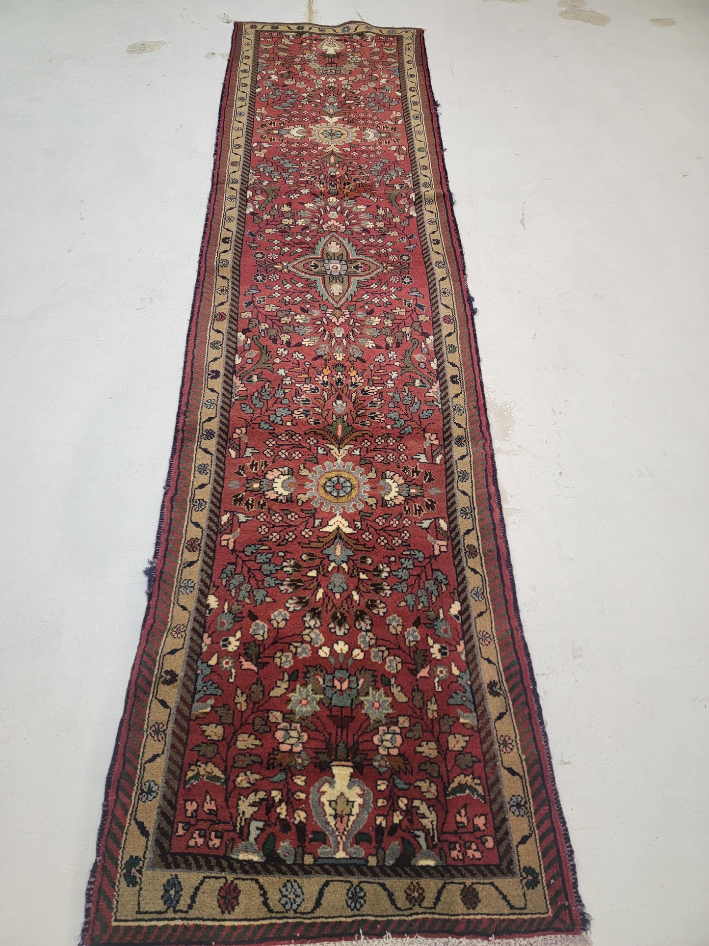 Hand-Knotted Wool Runner Hamedan 2'5" x 9'10"