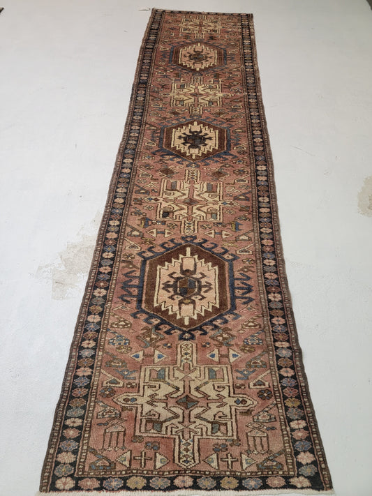 Hand-Knotted Wool Gallery Size Heriz Karajeh 2'9" x 10'8"
