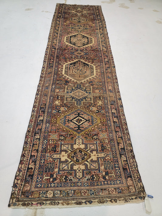 Hand-Knotted Wool Gallery Size Heriz Karajeh 2'10" x 10'9"
