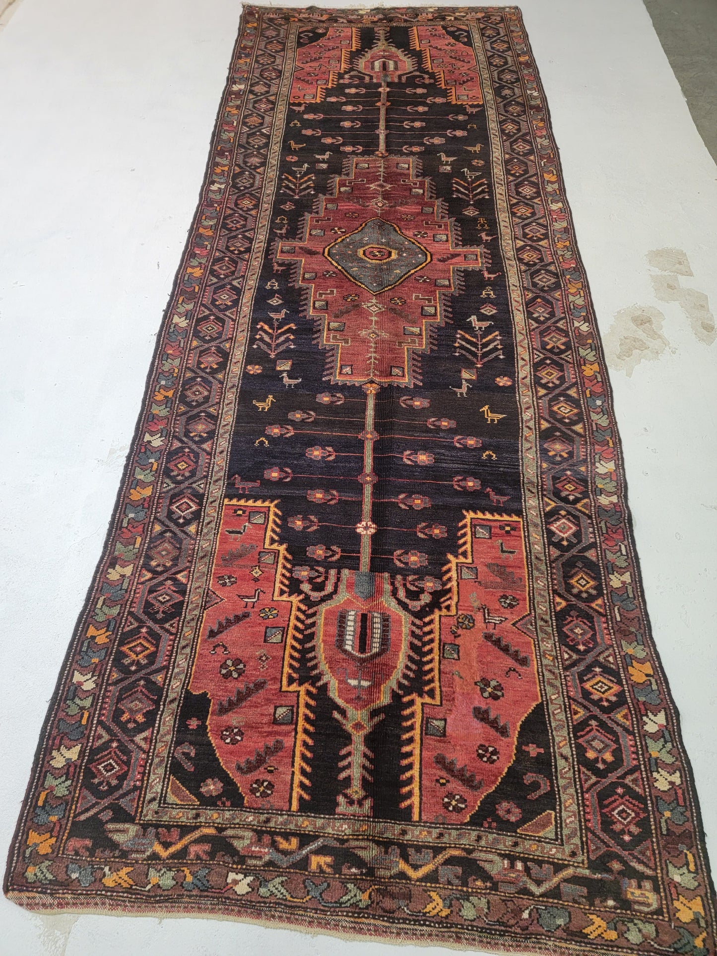 Hand-Knotted Wool Gallery Size Kurdish 4'7" x 12'6"