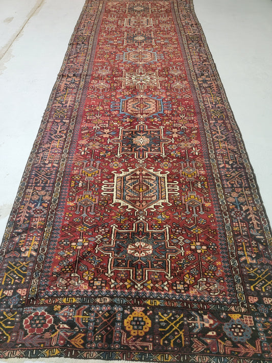 Hand-Knotted Wool Gallery Size Heriz Karajeh 4'10" x 14'5"