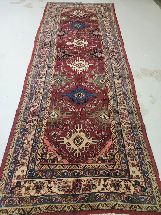 Hand-Knotted Wool Gallery Size Hamedan Nahavand 4'5" x 12'8"