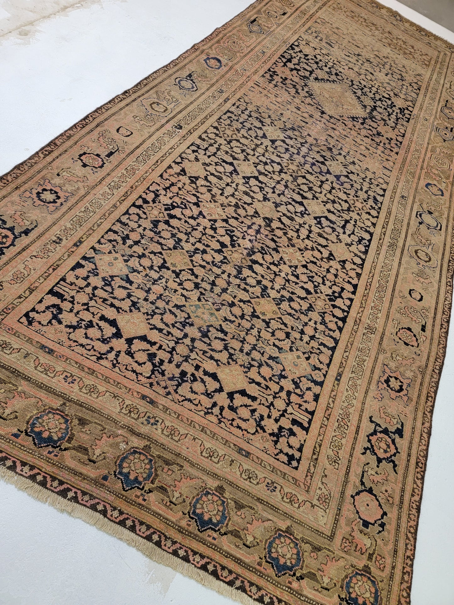 Antique Hand-Knotted Wool Gallery Size Malayer 5'7" x 14'5"