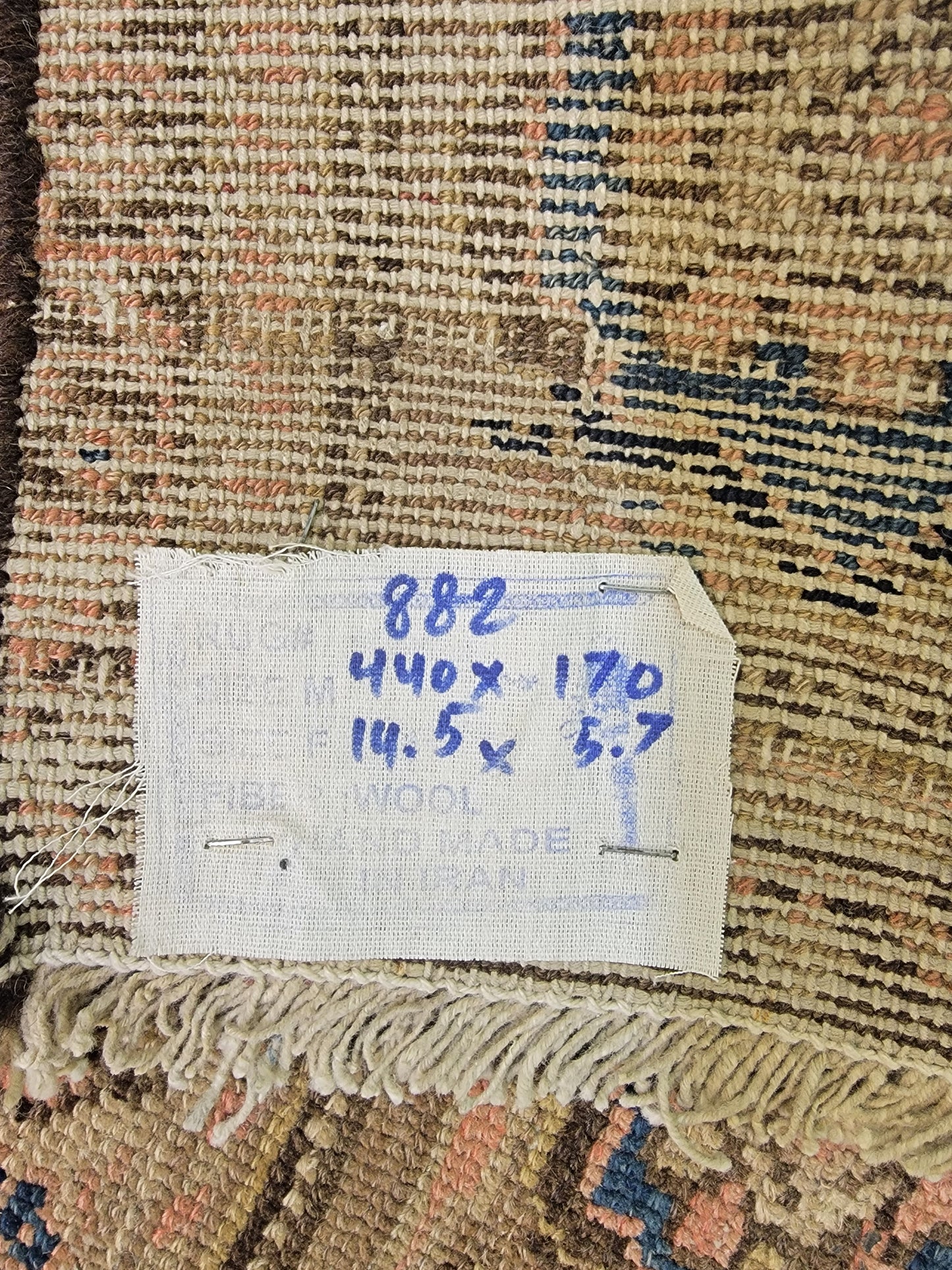 Antique Hand-Knotted Wool Gallery Size Malayer 5'7" x 14'5"