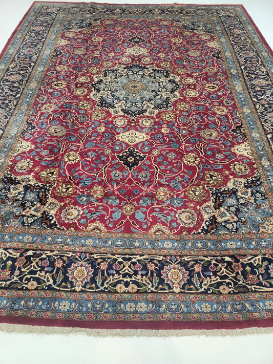 Hand-Knotted Wool Rug Mashad Sabzevar 10'1" x 13'2"