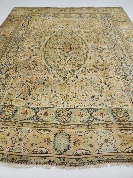 Hand-Knotted Wool Rug Tabriz Tabatabaei 9'7" x 11'8"