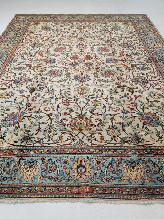 Hand-Knotted Wool Rug Tabriz Signed 9'10" x 12'11"