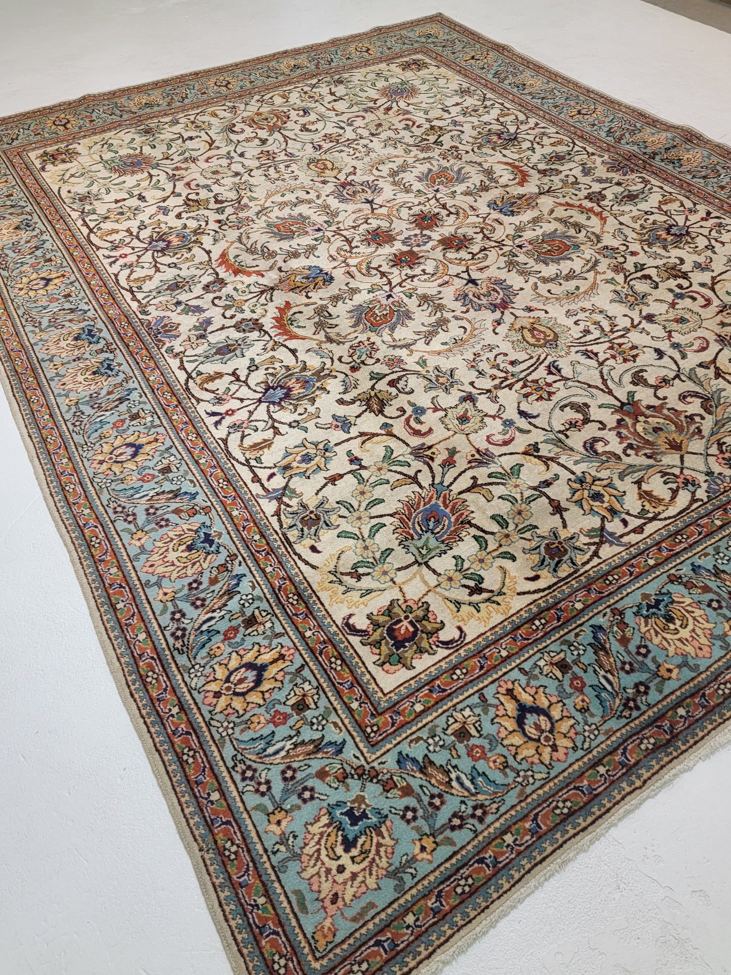 Hand-Knotted Wool Rug Tabriz Signed 9'10" x 12'11"