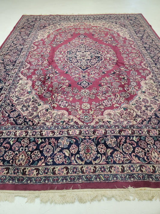 Hand-Knotted Wool Rug Indian 9' x 12'