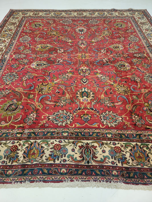 Hand-Knotted Wool Rug Tabriz 9'10" x 11'2"